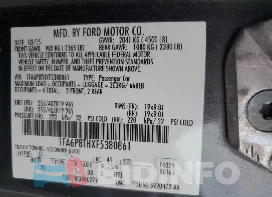 1FA6P8THXF5380861 Photo# 12