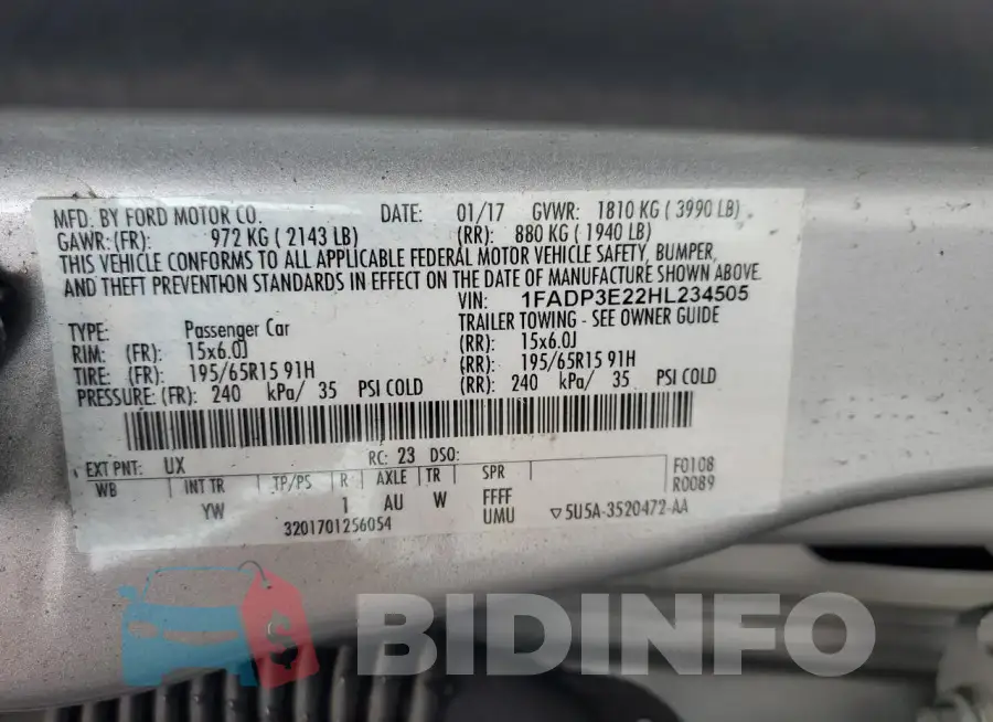 1FADP3E22HL234505 Photo# 12