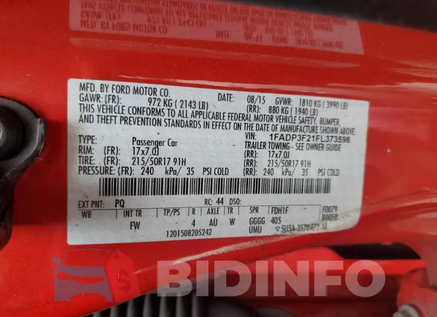 1FADP3F21FL373598 Photo# 13