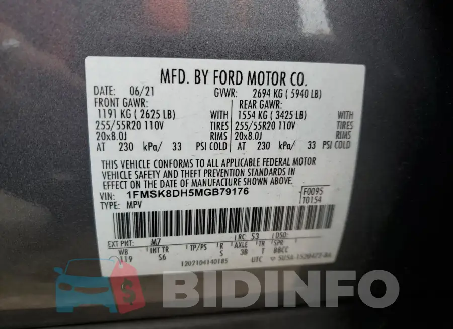 1FMSK8DH5MGB79176 Photo# 13