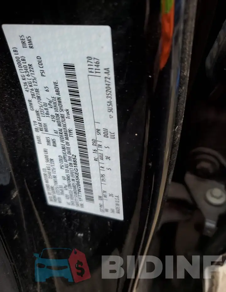 1FT7W2B65KEG18852 Photo# 12