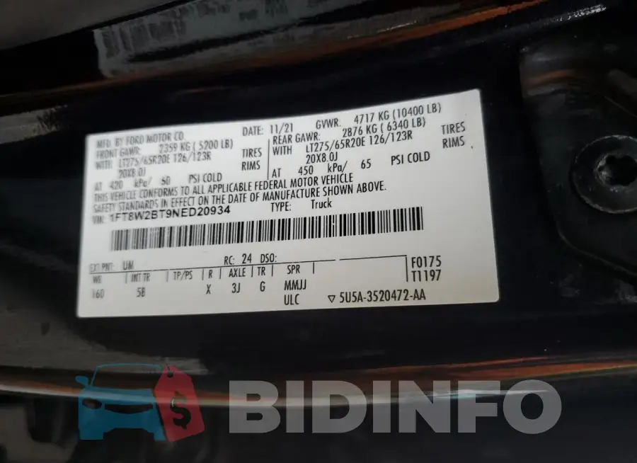 1FT8W2BT9NED20934 Photo# 12