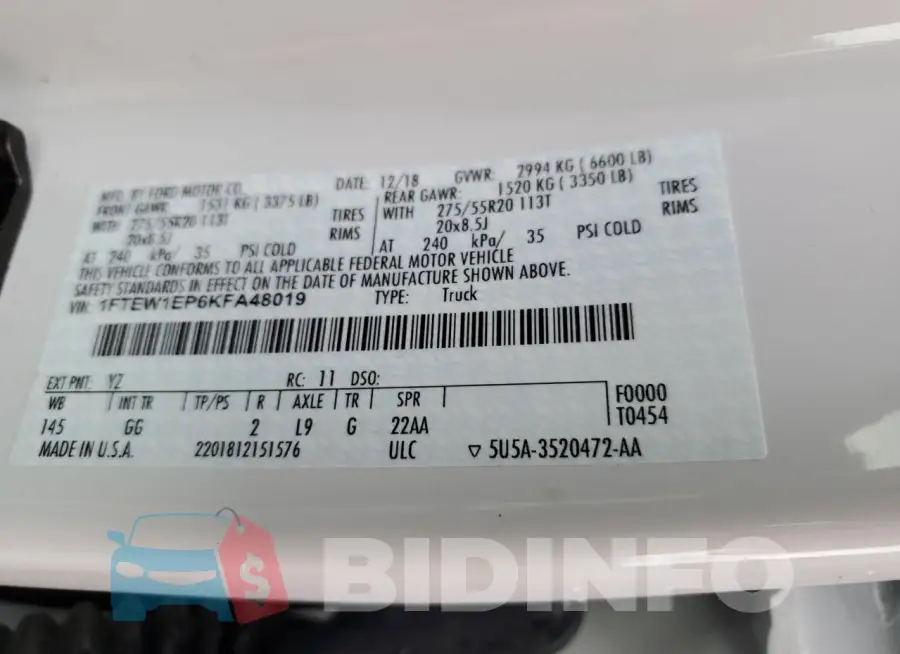 1FTEW1EP6KFA48019 Photo# 12