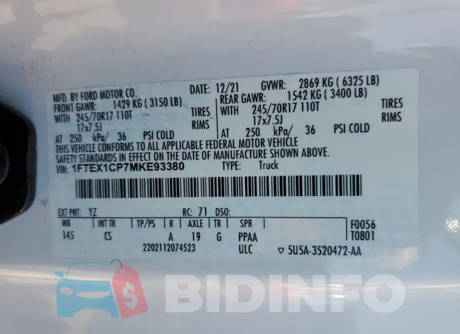 1FTEX1CP7MKE93380 Photo# 12