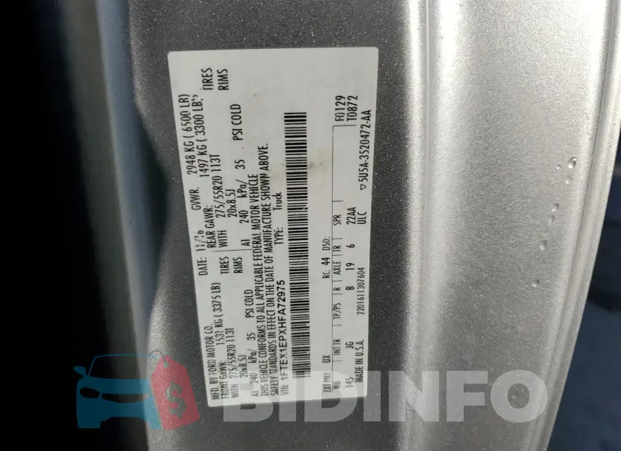 1FTEX1EPXHFA72975 Photo# 12