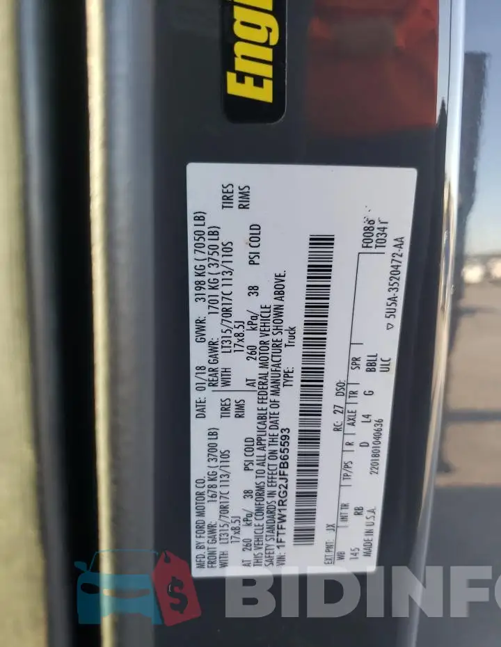 1FTFW1RG2JFB65593 Photo# 13