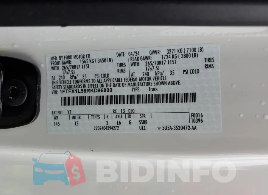 1FTFX1L58RKD96800 Photo# 12