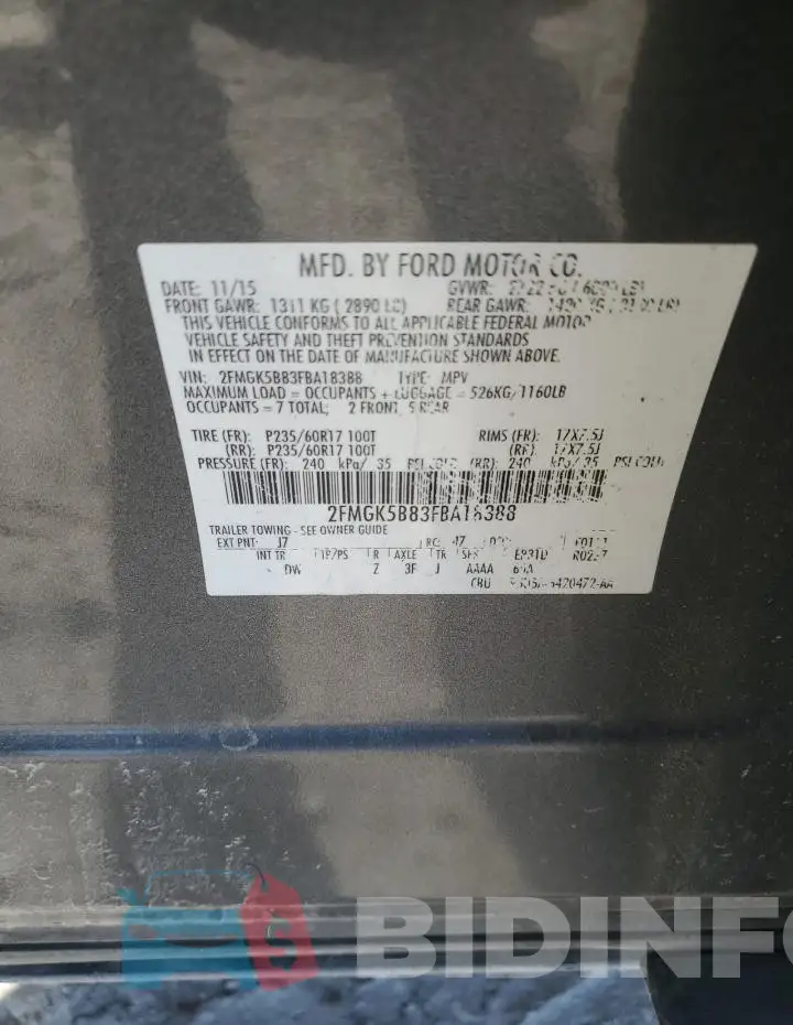2FMGK5B83FBA18388 Photo# 13