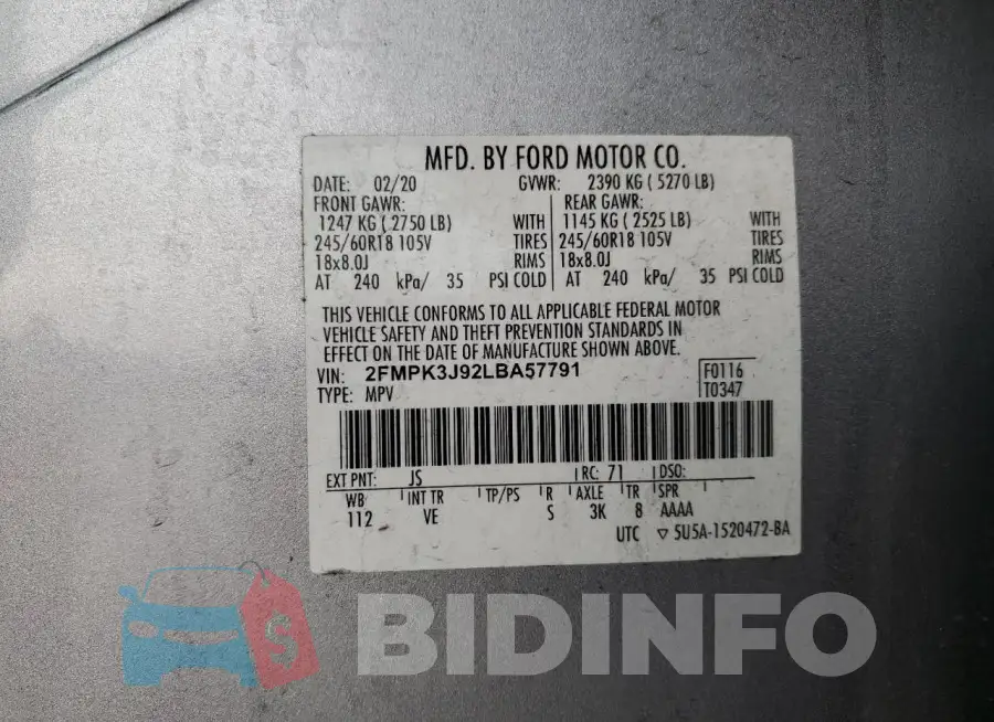 2FMPK3J92LBA57791 Photo# 14