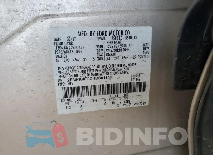 2FMPK4G9XHBB61210 Photo# 14