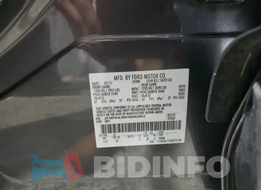2FMPK4J85HBB62863 Photo# 12