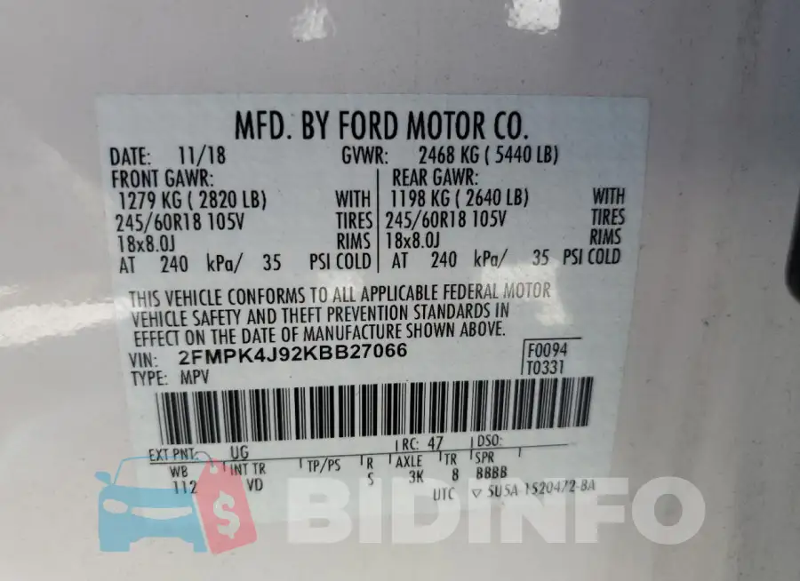 2FMPK4J92KBB27066 Photo# 13