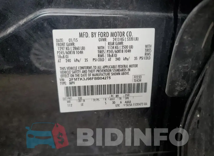 2FMTK3J98FBB04275 Photo# 13