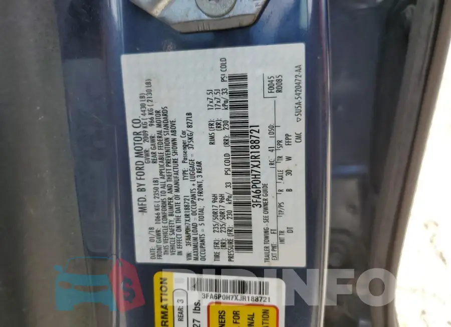 3FA6P0H7XJR188721 Photo# 12