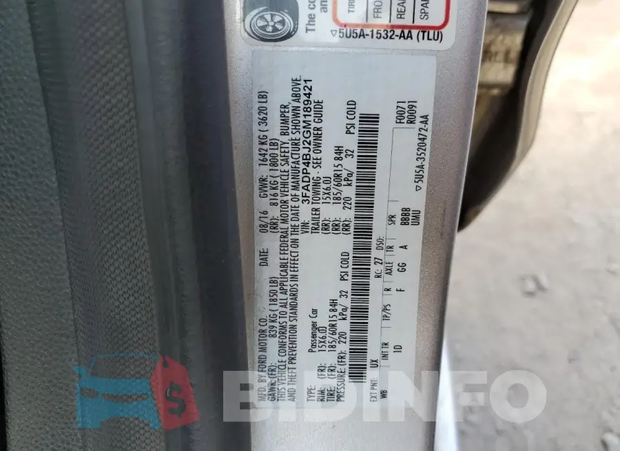 3FADP4BJ2GM189421 Photo# 12