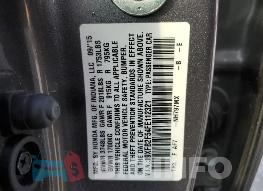 19XFB2F54FE112321 Photo# 12