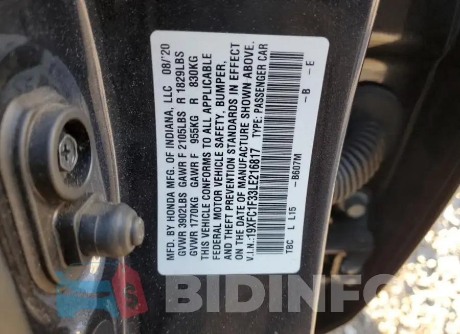 19XFC1F33LE216817 Photo# 12