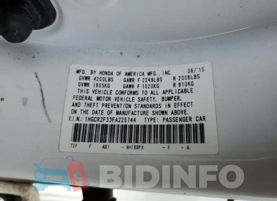 1HGCR2F33FA225744 Photo# 12