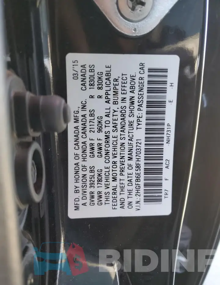 2HGFB6E58FH703721 Photo# 12