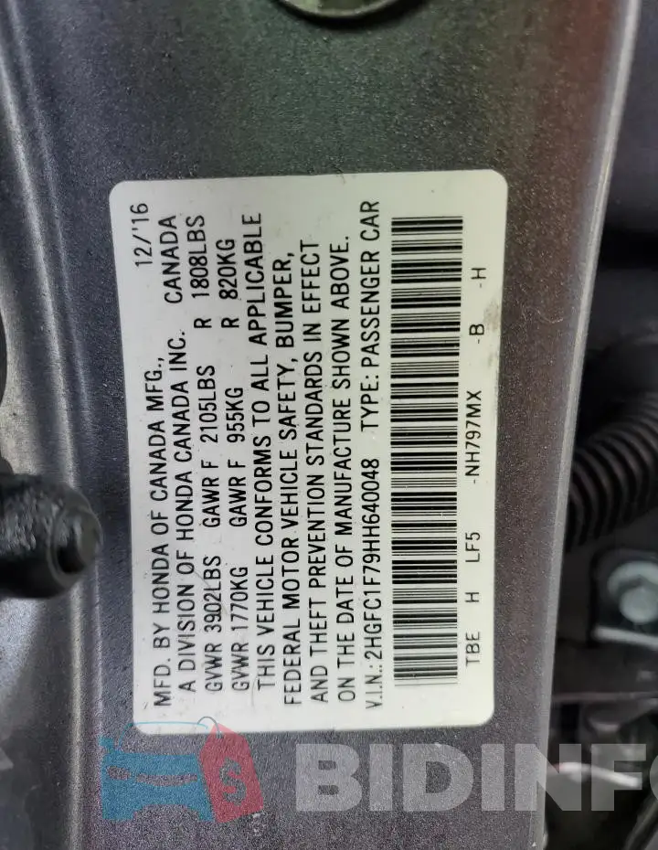 2HGFC1F79HH640048 Photo# 12