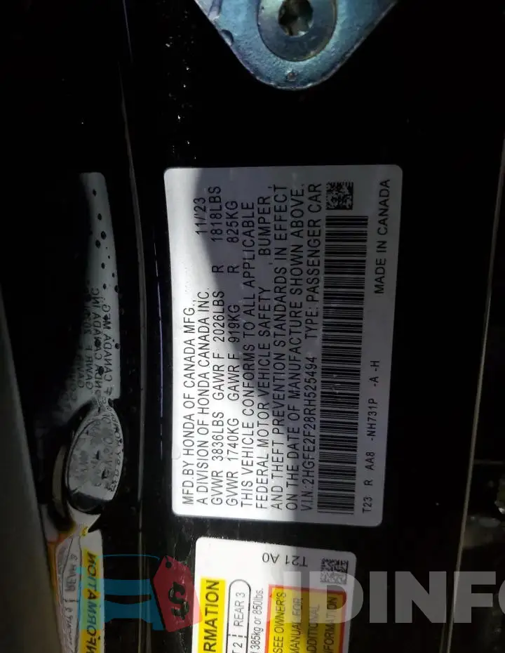 2HGFE2F28RH525494 Photo# 12