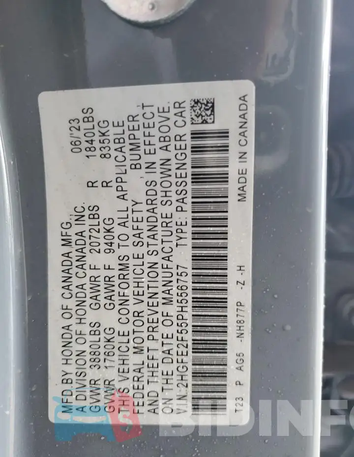 2HGFE2F55PH556757 Photo# 12