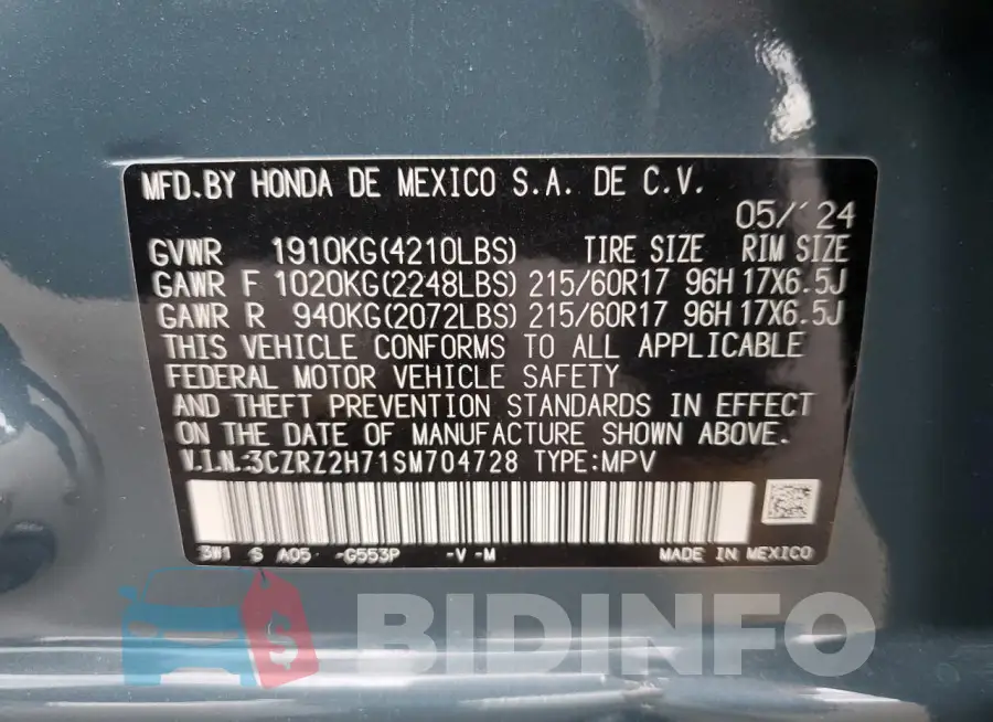 3CZRZ2H71SM704728 Photo# 13