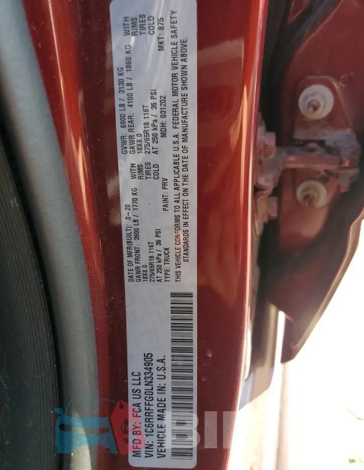 1C6RRFFG0LN334905 Photo# 13