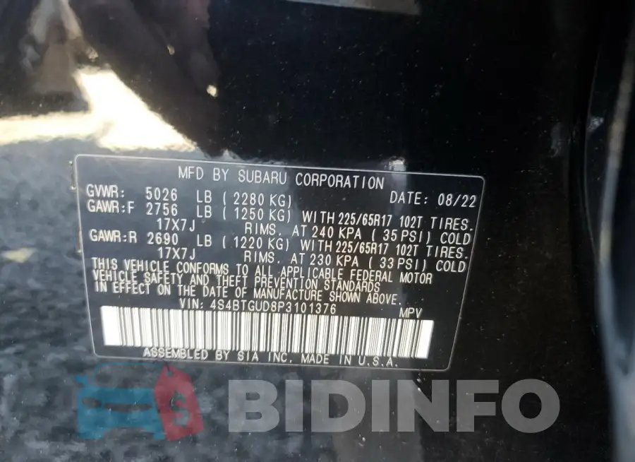 4S4BTGUD8P3101376 Photo# 13