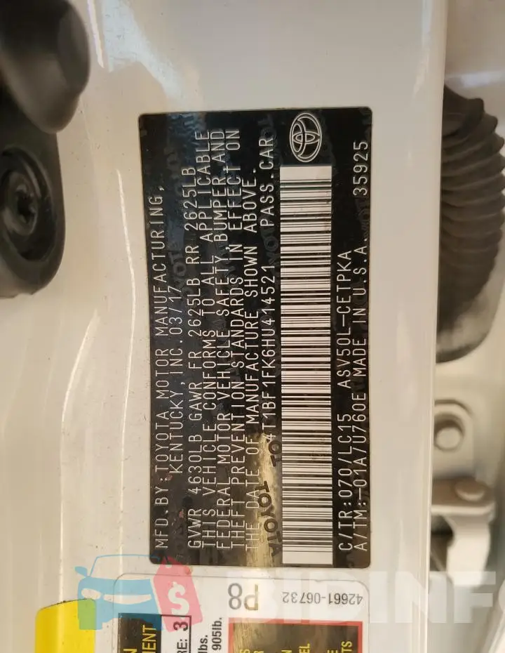 4T1BF1FK6HU414521 Photo# 13