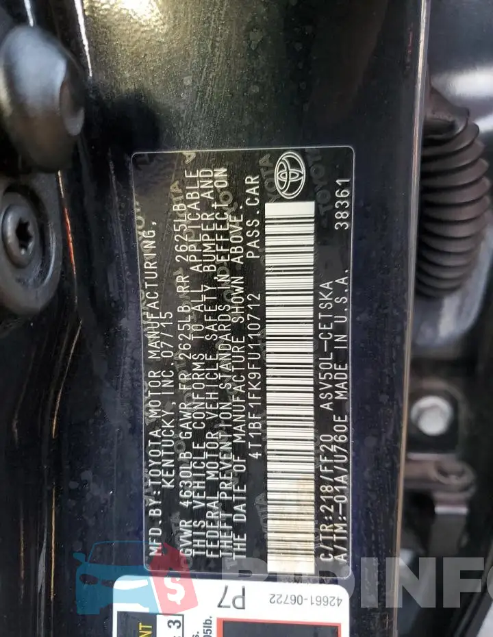 4T1BF1FK9FU110712 Photo# 13