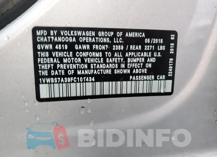 1VWBS7A39FC101434 Photo# 12