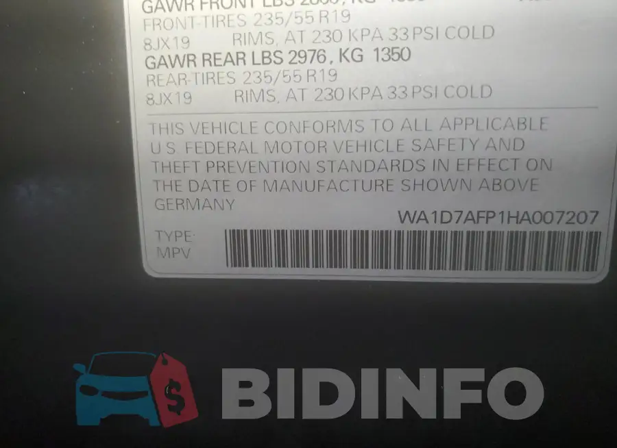 WA1D7AFP1HA007207 Photo# 12