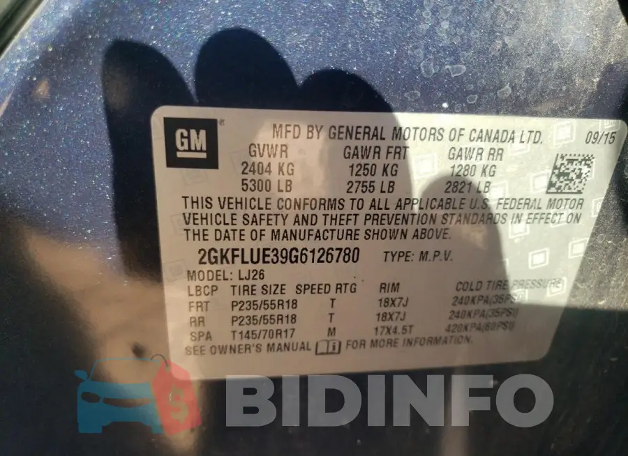 2GKFLUE39G6126780 Photo# 12