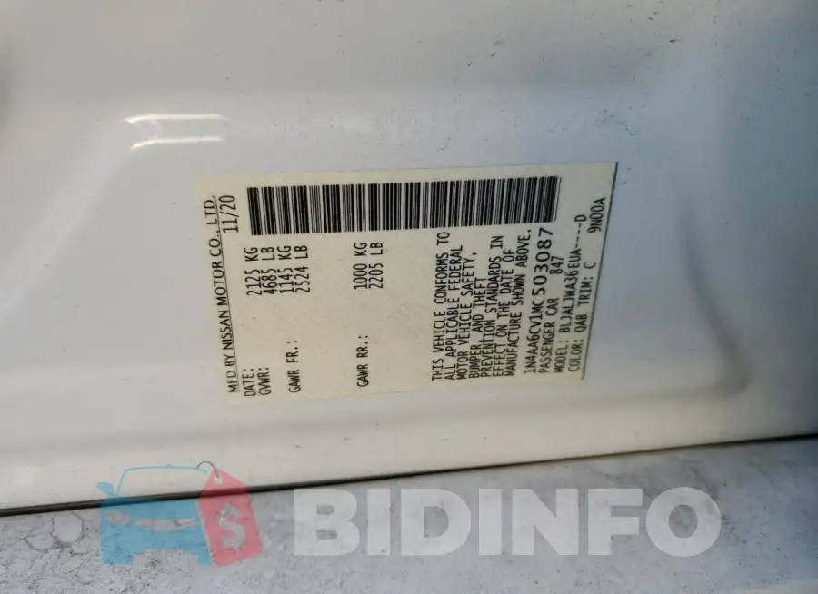 1N4AA6CV1MC503087 Photo# 12
