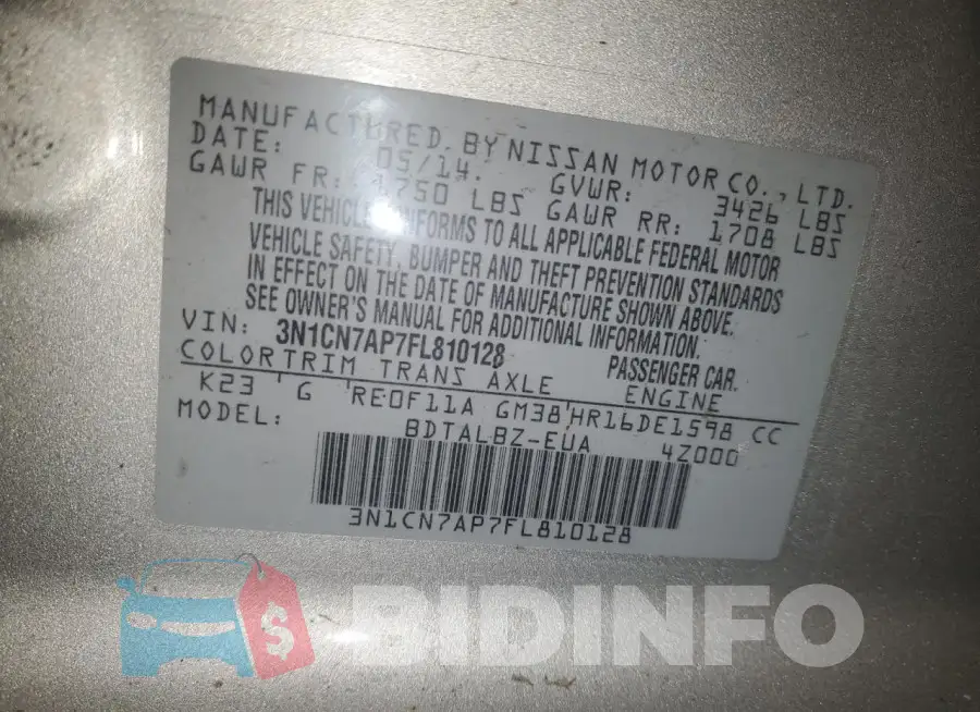 3N1CN7AP7FL810128 Photo# 12