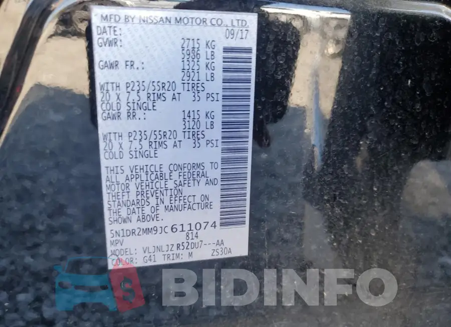 5N1DR2MM9JC611074 Photo# 14