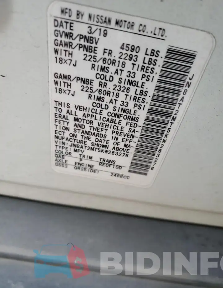 JN8AT2MT5KW263276 Photo# 13