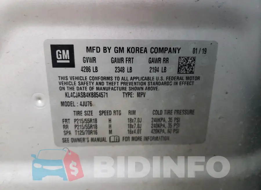 KL4CJASB4KB854571 Photo# 14