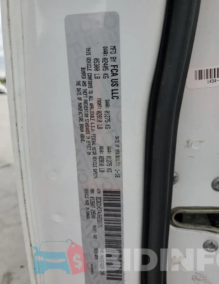 2C3CDXCT4JH233171 Photo# 12