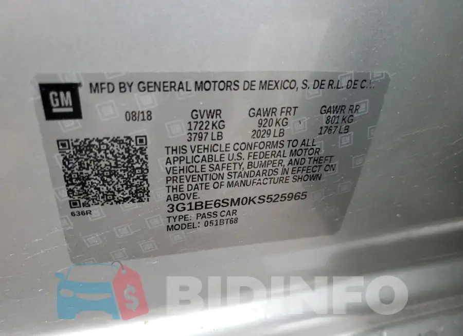 3G1BE6SM0KS525965 Photo# 13