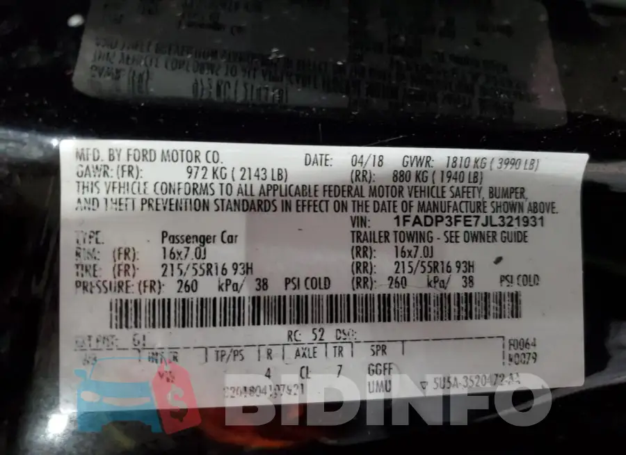 1FADP3FE7JL321931 Photo# 12