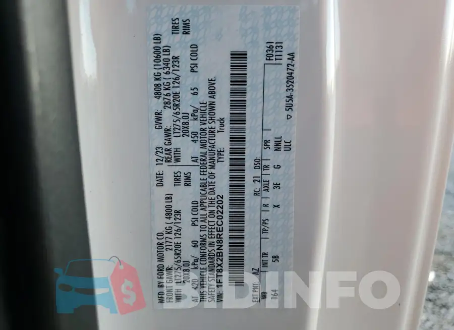 1FT8X2BN8REC02202 Photo# 12