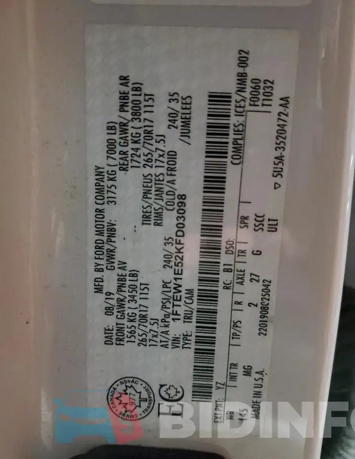 1FTEW1E52KFD03098 Photo# 12