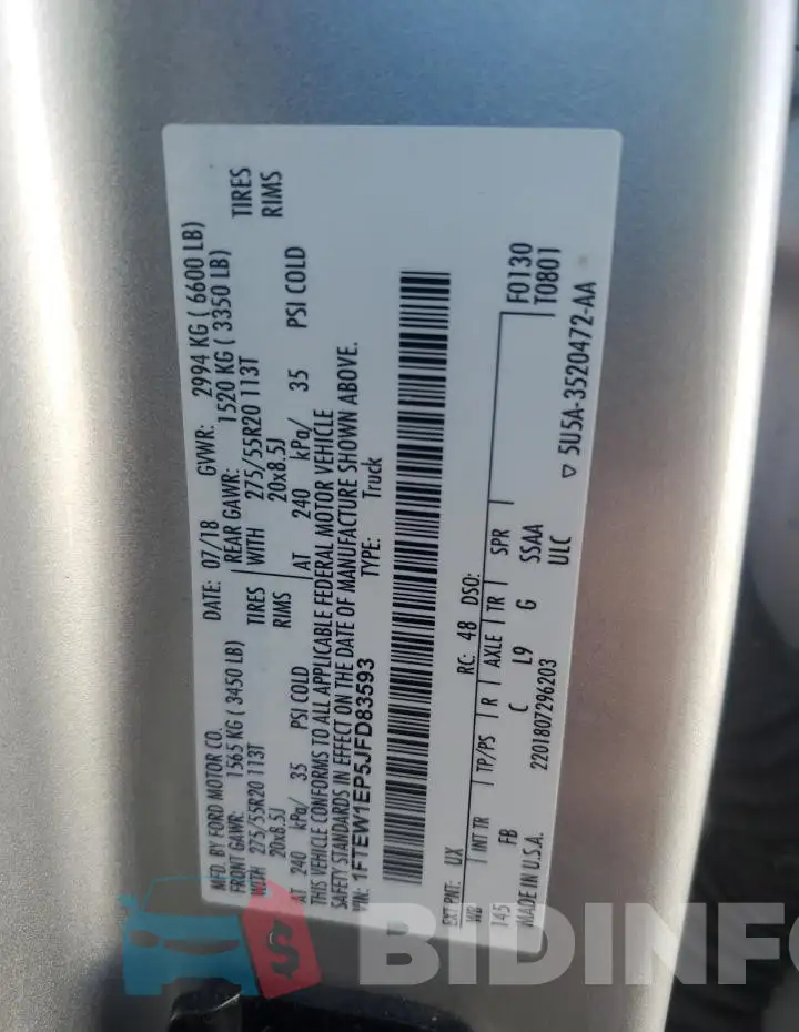 1FTEW1EP5JFD83593 Photo# 12
