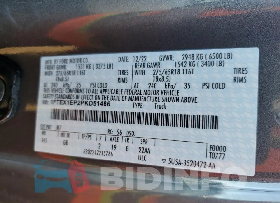 1FTEX1EP2PKD51486 Photo# 12