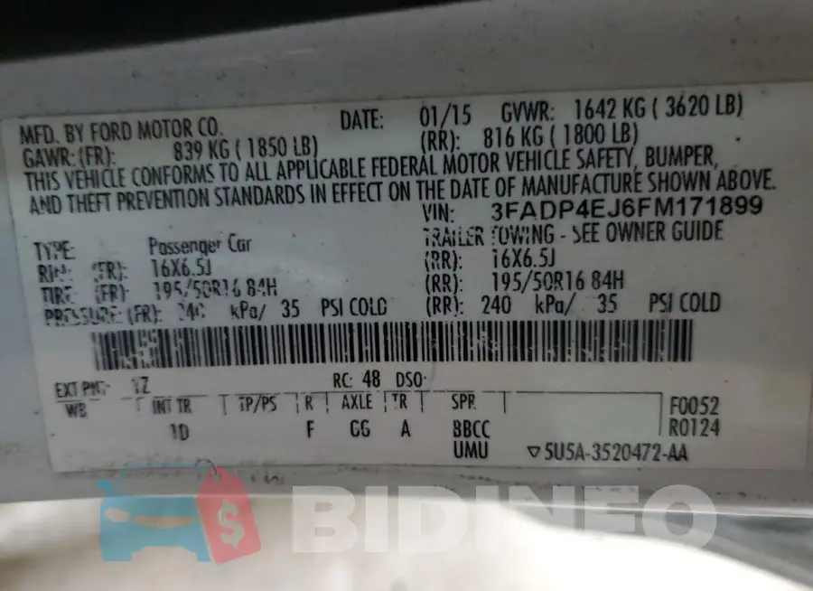 3FADP4EJ6FM171899 Photo# 13