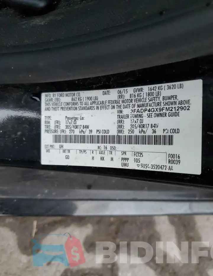 3FADP4GX9FM212902 Photo# 12