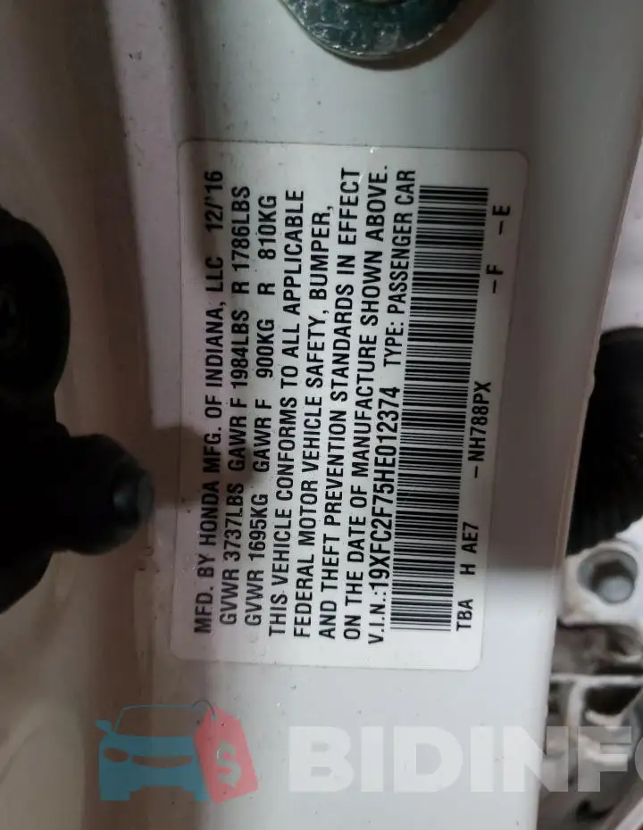19XFC2F75HE012374 Photo# 12