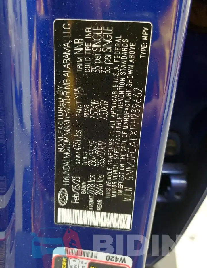 5NMJFCAEXPH239662 Photo# 14